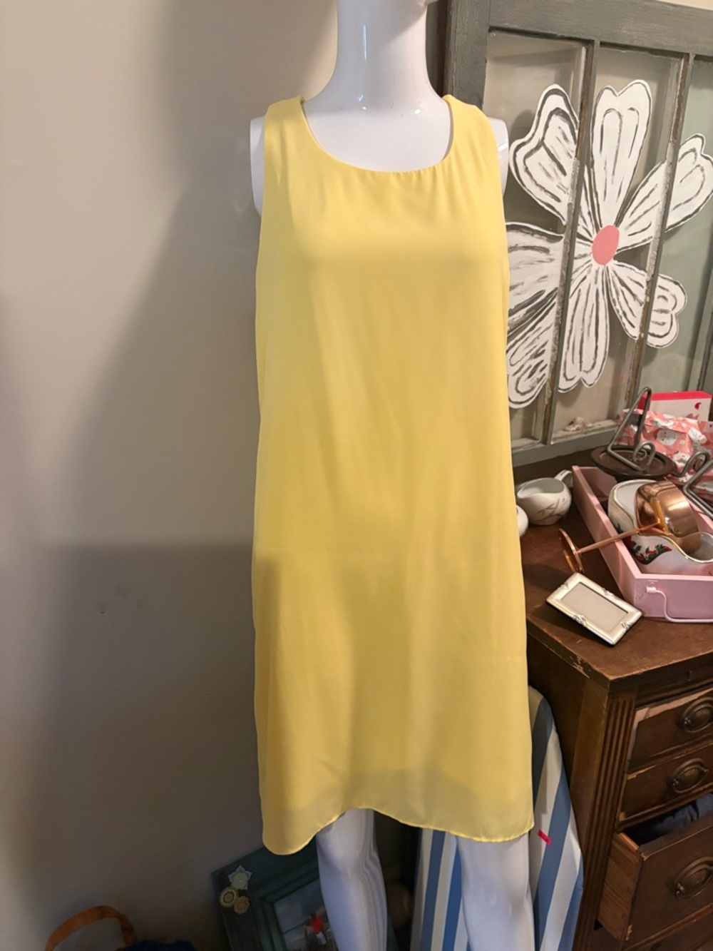 Bisou Bisou Bright Yellow Dress with Scoop Neck